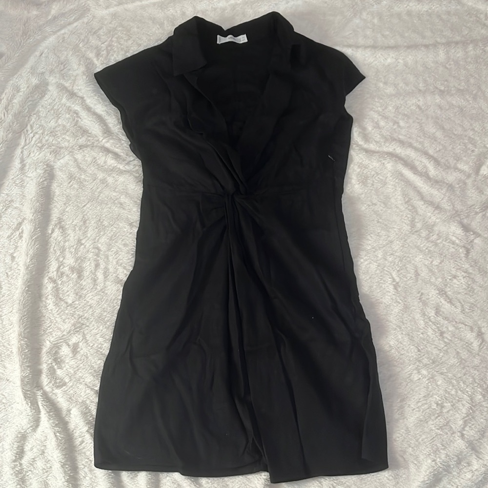 Mango Linen Knot Tie Dress